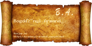 Bogdányi Armand névjegykártya